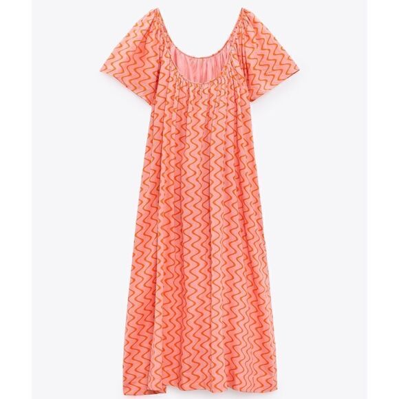 ZARA BOHO PRINTED CHEVRON MIDI DRESS - Picture 8 of 10